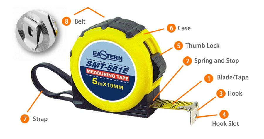 5 Major Parts of a Short Steel Tape Measure